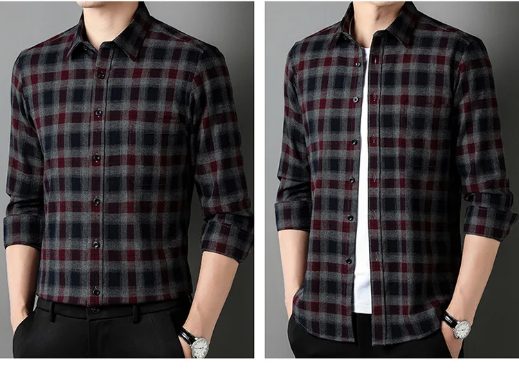 100% Cotton Vintage Striped Plaid Long Sleeve Shirt Custom Logo Double Breasted-Quick Dry for Autumn Season