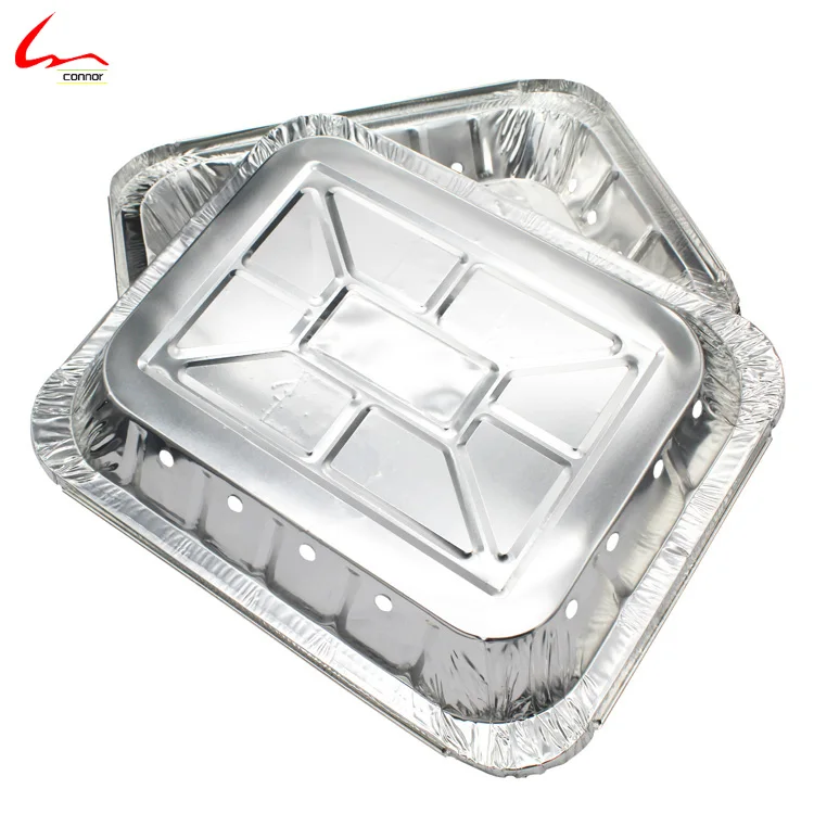 Heavy Duty Aluminum Foil Half size Container with holes for instant grill tray BBQ tray