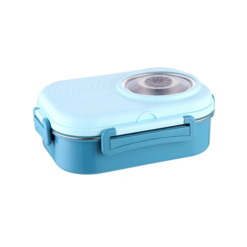 3 Compartments Bento Lunch box with Soup Bowl Steel Camera Lunch Containers Leak Proof Bento Box for Kids Adults with Cutlery