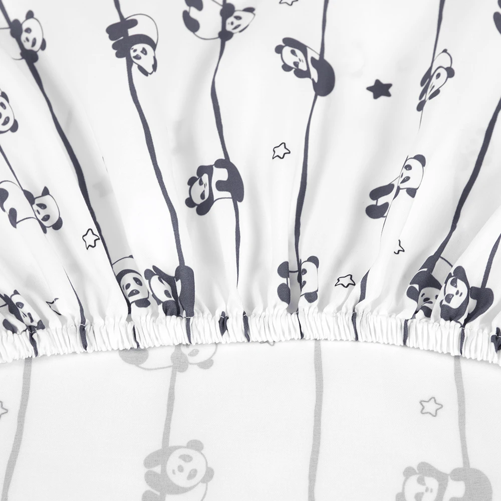 Lesser panda printed microfiber crib sheets baby bed sets linen cot sheet