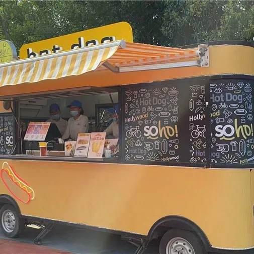 China Factory Mobile Fast Food Cart Snack Self Ice Cream Food Trailer Outdoor Food Truck For Sale