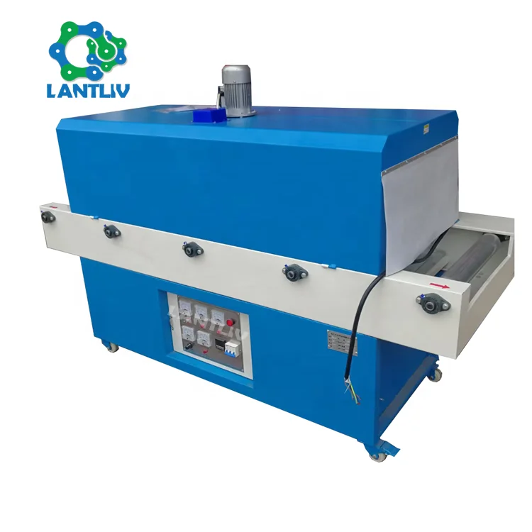 Thermal Film Wrapping Tunnel Chain Portable Far Infrared Quartz Tube Heating Small Vertical Type PVC POF Film Shrink Machine