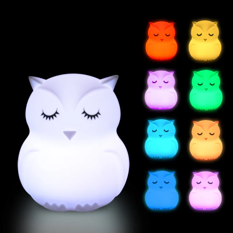 RTS Lamp Rechargeable Touch Light Silicone Night Light Cute Owl Sublimation Color Changing Night Light for Kids Room