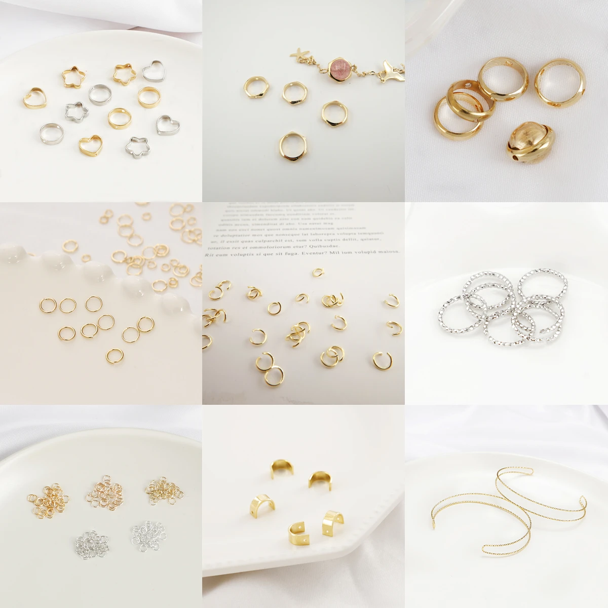 jewelry making materials accessory 18k gold Jump rings Petal Shaped jump rings