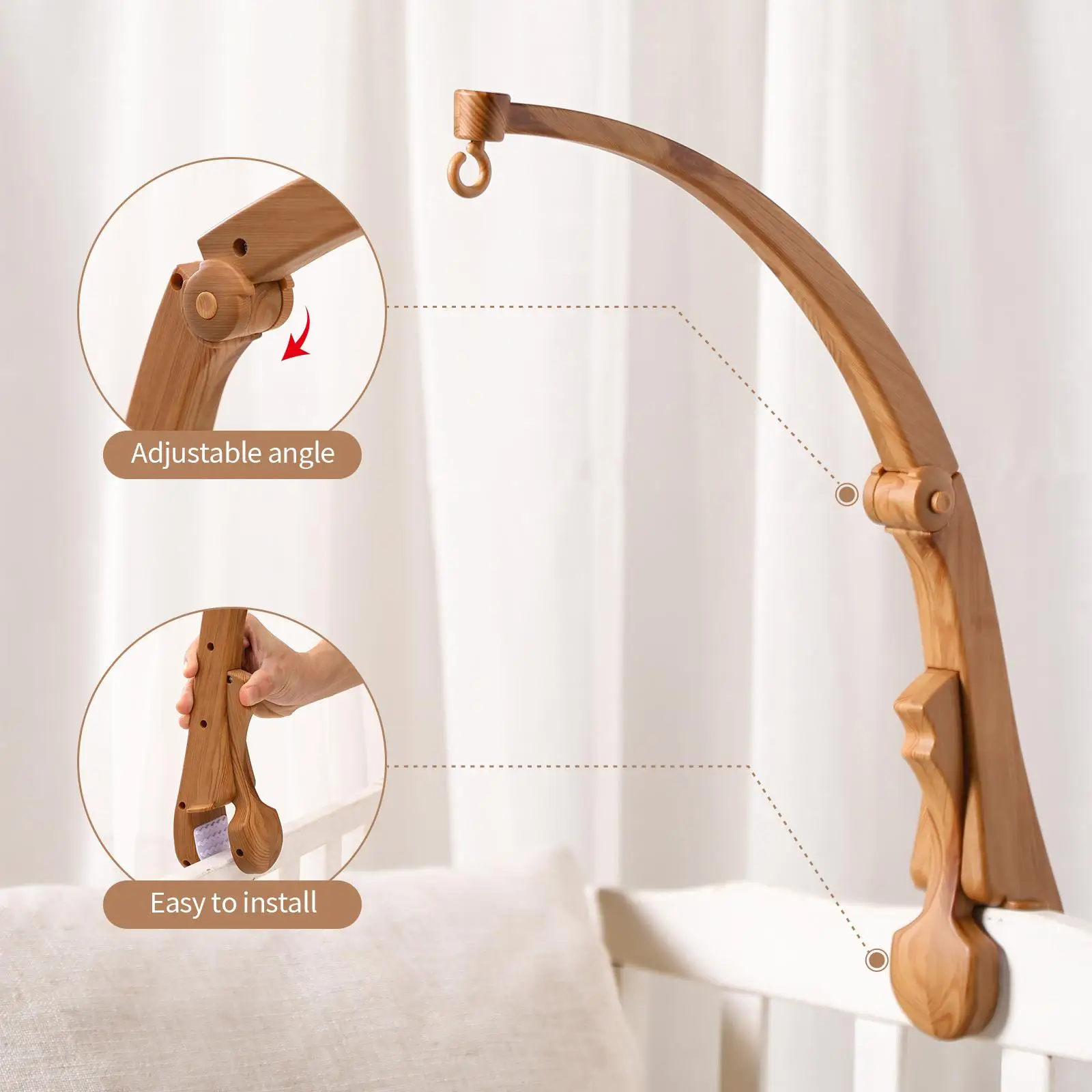 Hot New Wooden Crib Mobile Arm Baby Bed Bell Bracket Beech Baby Crib Mobile Arm Holder Good For Crib Playpen Stroller