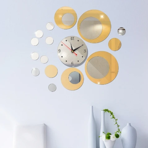Y312 Creative Home Background Mirror Wall Decal DIY Circular Art Acrylic Wall Clock Decoration