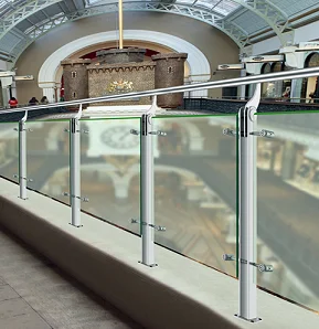 KEYI Stainless steel tubular handrail interior stairs railing design Frameless Glass Balcony Railing