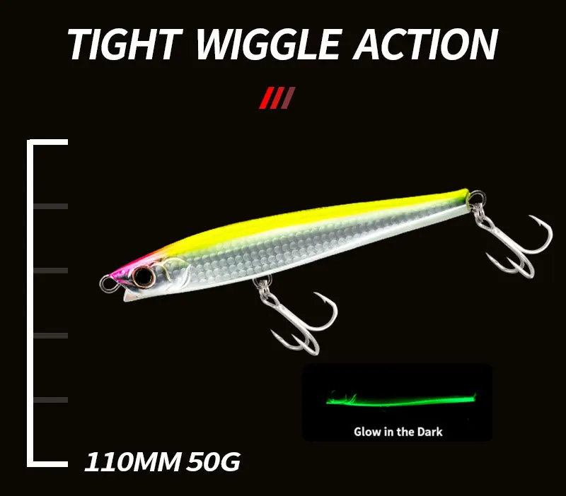 Jetshark 11cm 50g 12Colors Plastic false bait High-quality Sinking Bait Pencil Fishing  Lure