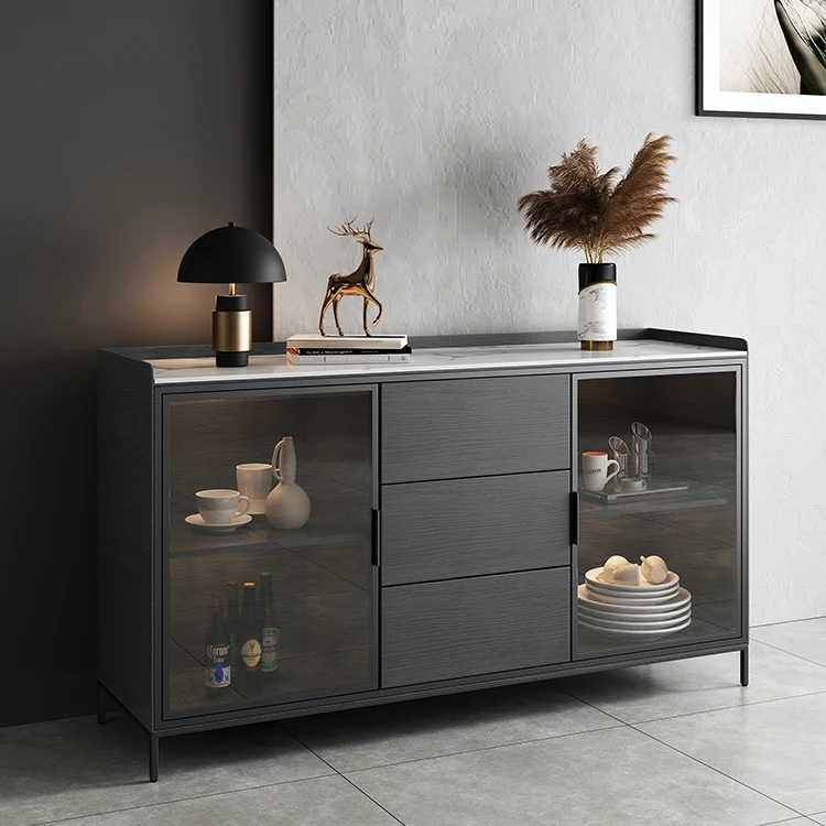 Rock Board Multi Function Storage Dining Room Buffet Luxury Art Deco Sideboard Cabinet