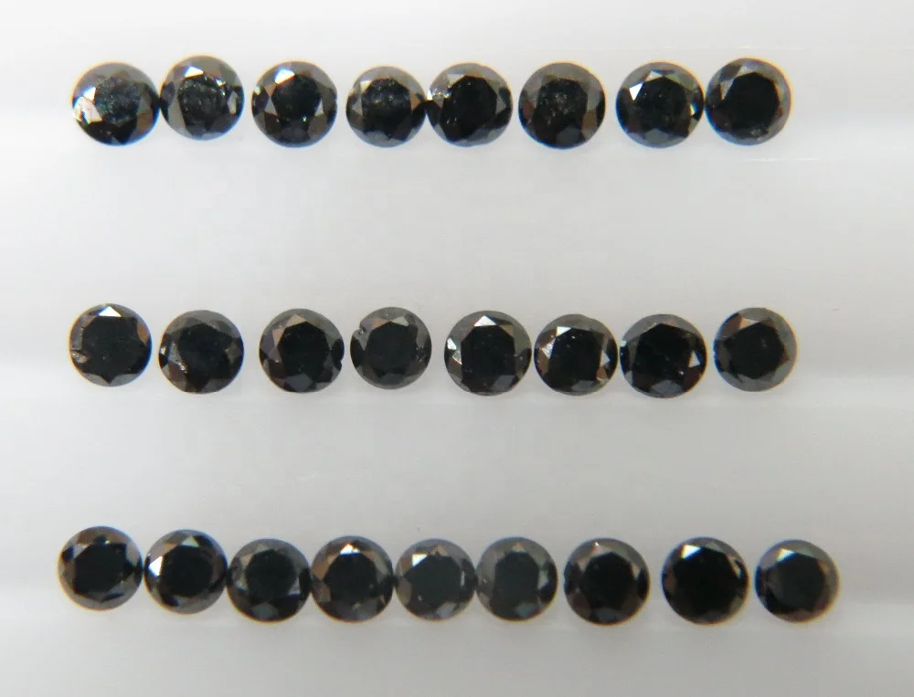 1-1.3mm Natural Loose Round Cut Fancy Black Diamond