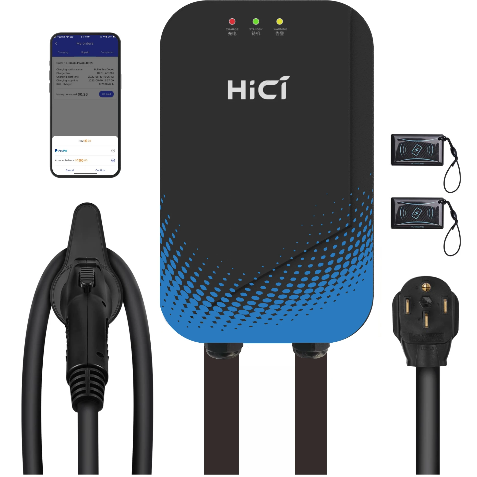 HICI AC настенные автомобили Ev 7 кВт 11 22 32 А быстрое зарядное устройство Wi-Fi Тип 2 Wallbox с ocpp