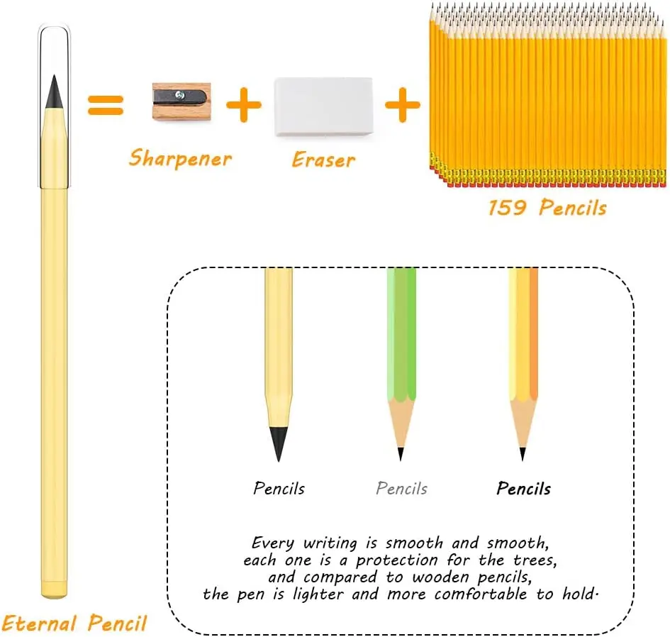 2023 new plastic clip forever tip nib pencil With Eraser student gift No Need Sharpened Eternal Pencil