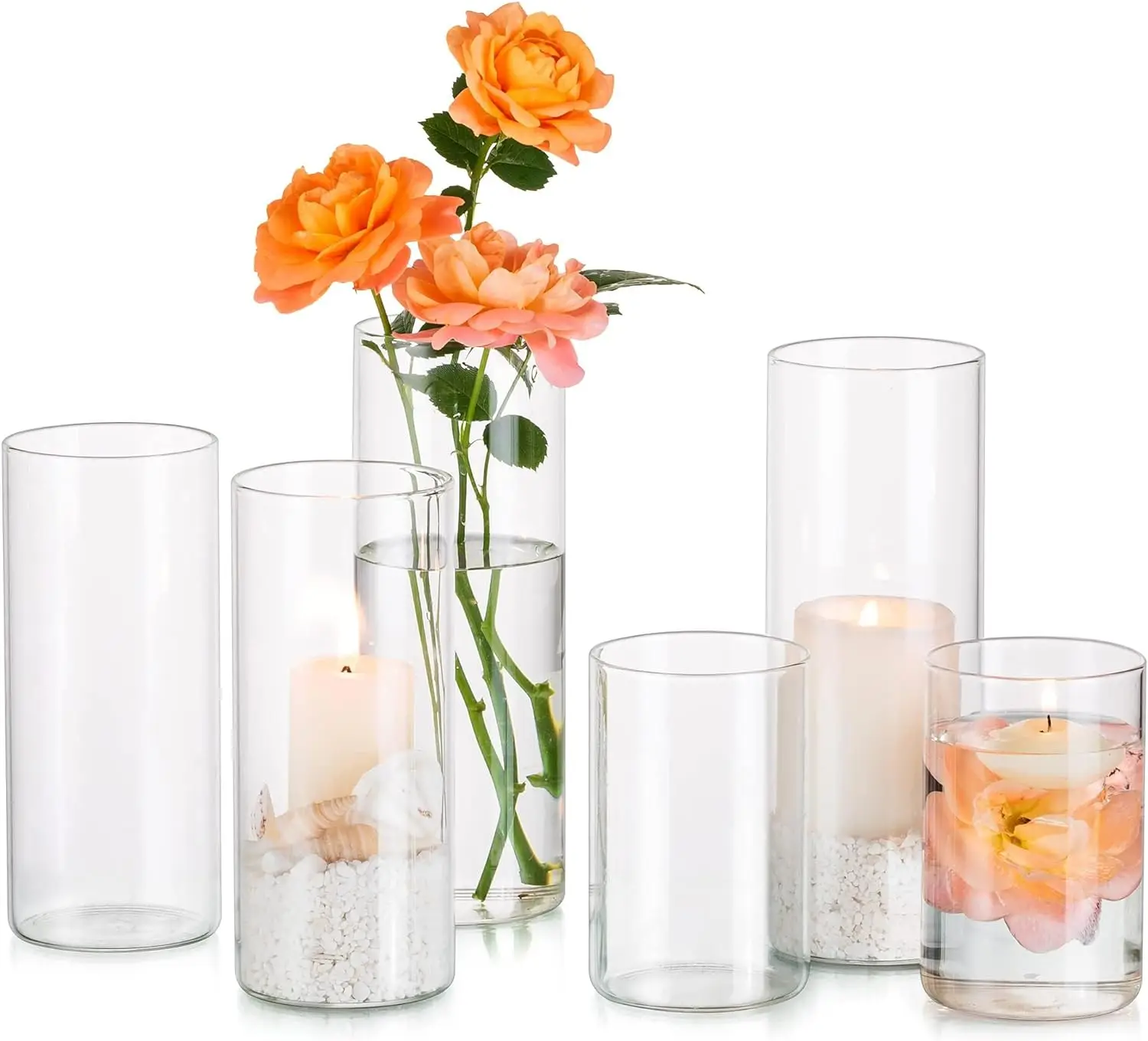 2024 Glass vases for wedding center piece sand wax pearl candle vessel wedding decorations for ceremony