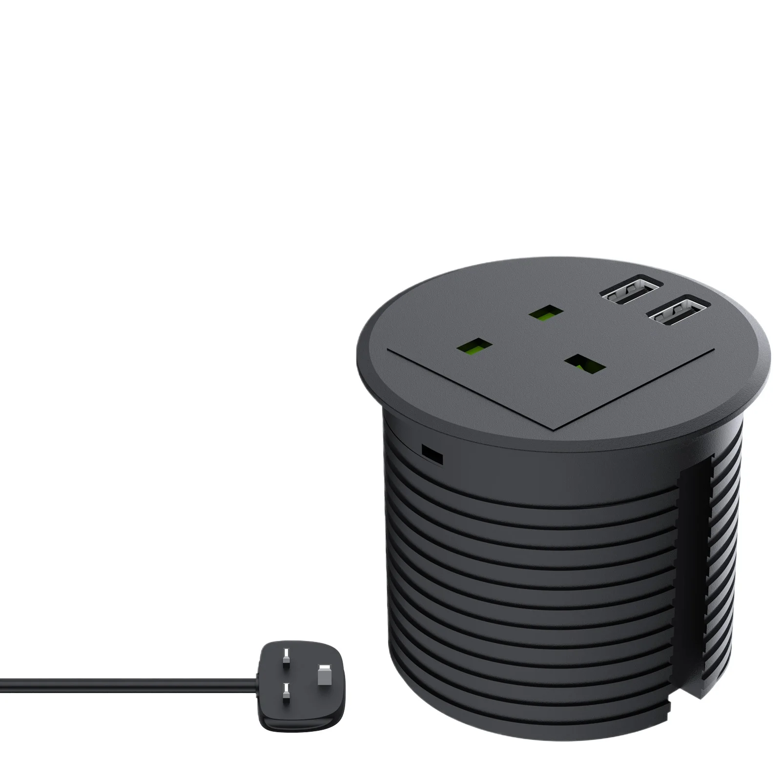 Британский стандарт двойная круглая настольная розетка с USB-разъемом