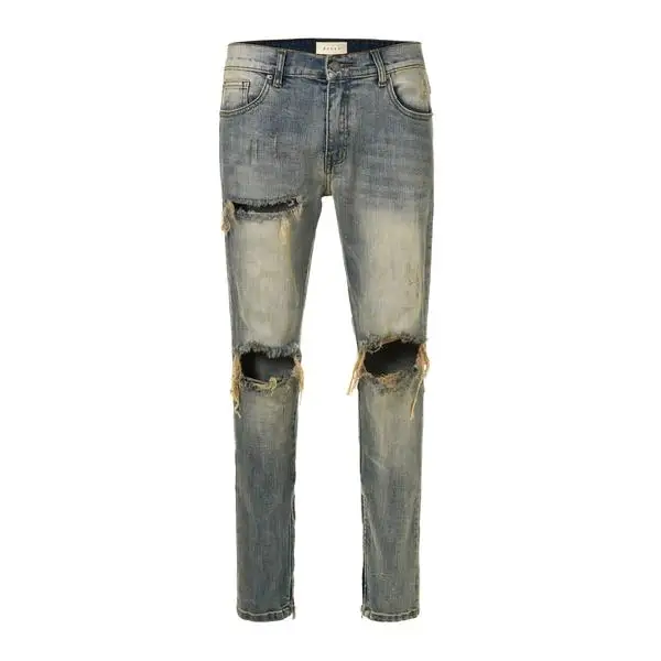 Men customs design DESTROYED SELVEDGE DENIM VINTAGE BLUE denim  jeans men denim
