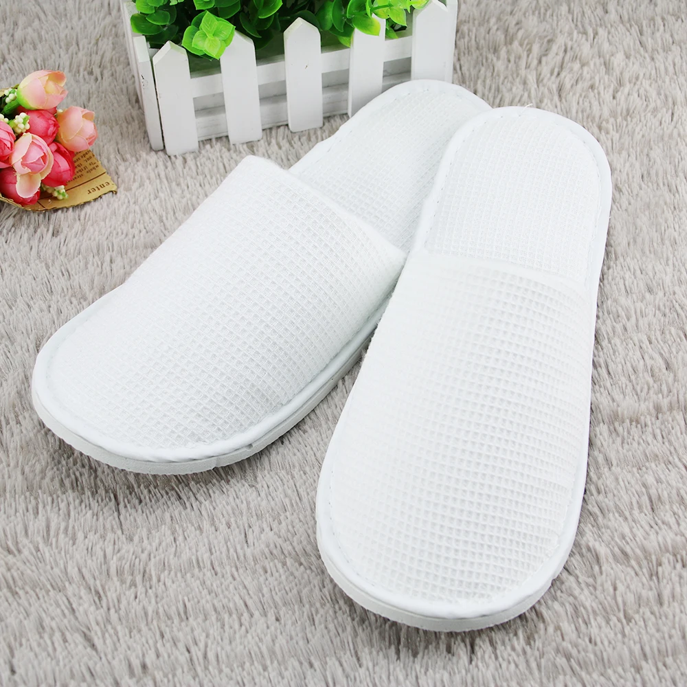 
disposable customized logo waffle hotel slippers 