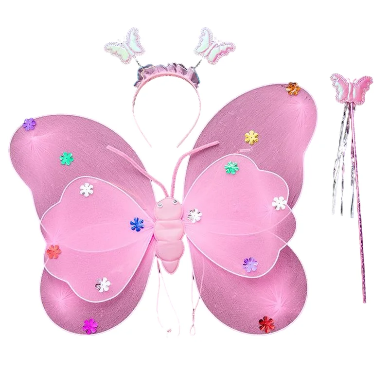 led light up butterfly wings with tutu skirt Girls Butterfly Angel Wing Costume Set Stage Props luminous fairy wings