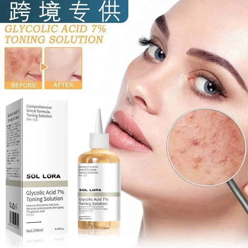 Facial Skin Care 240ML Glycolic Acid 7% Toning Solution PH 3.6 Exfoliating Mouth Closing Blackhead Fruit Acid Essence Water