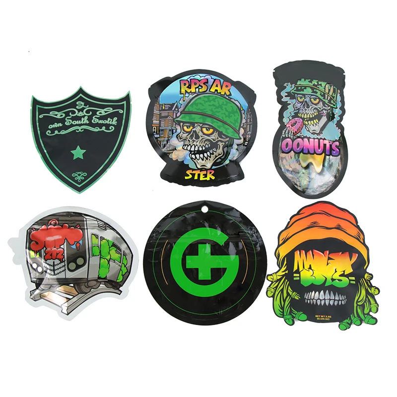 Hologram Holographic Eco Friendly Recycled Special Custom Shaped Die Cut Mylar Shape Bags