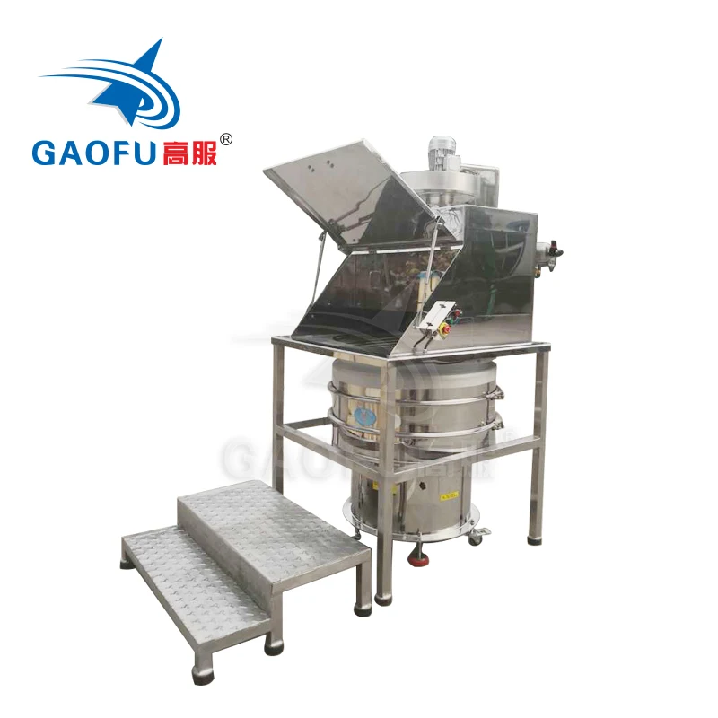 Hot selling stainless steel vibration sifter flour sieving food grade dust free feeding station