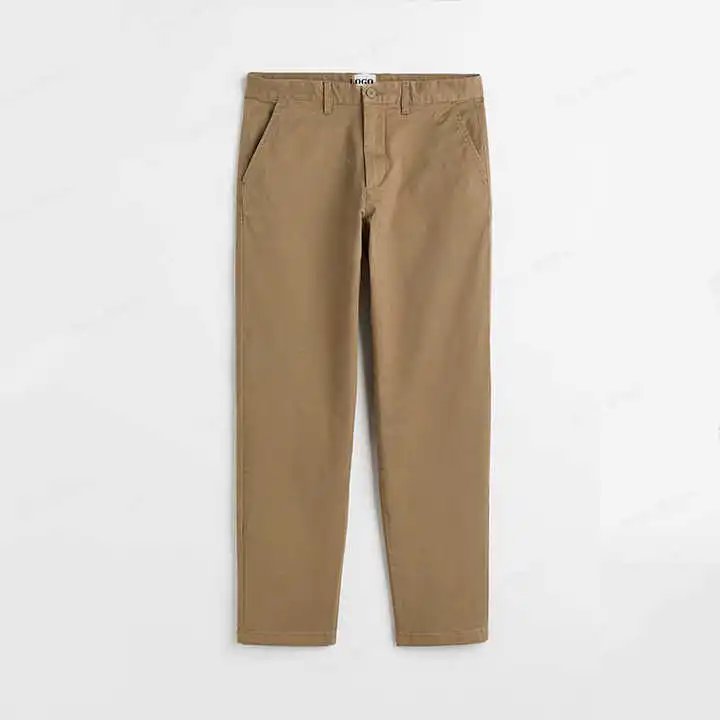 Wholesale Fashion High Quality Custom Logo Wide Leg Men Trousers Zipper Stretchy Cotton Nylon Casual Khaki Mens Chinos Pants