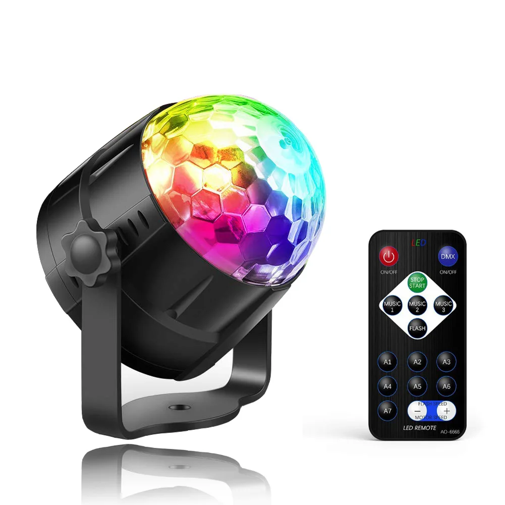 
Universal RGB Rotate Remote Control Led Stage lights KTV Disco DJ Magic Flash Mini Ball Party Lights 