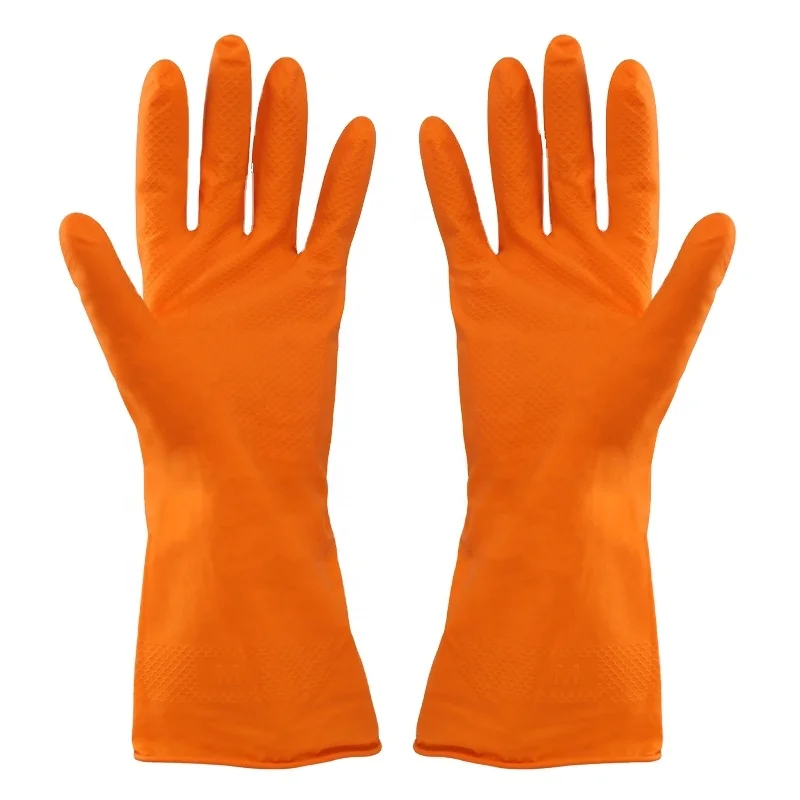 
Orange Pure Latex Dish Washing Household Rubber Gloves  (60411543760)