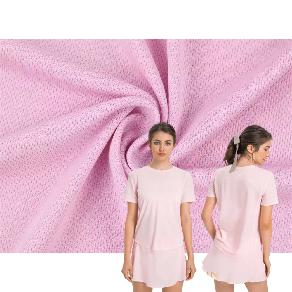 J076 Ready Stock Factory Price Interlock Fabric Sport Wear Fabrics Supplier Mesh Material T Shirts 100%Polyester Fabric