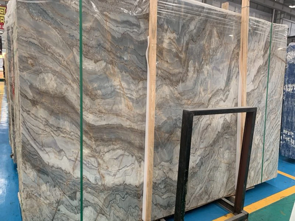 Italy luxury marble floors , Polished Crazy Roman impression brown Marble Slab