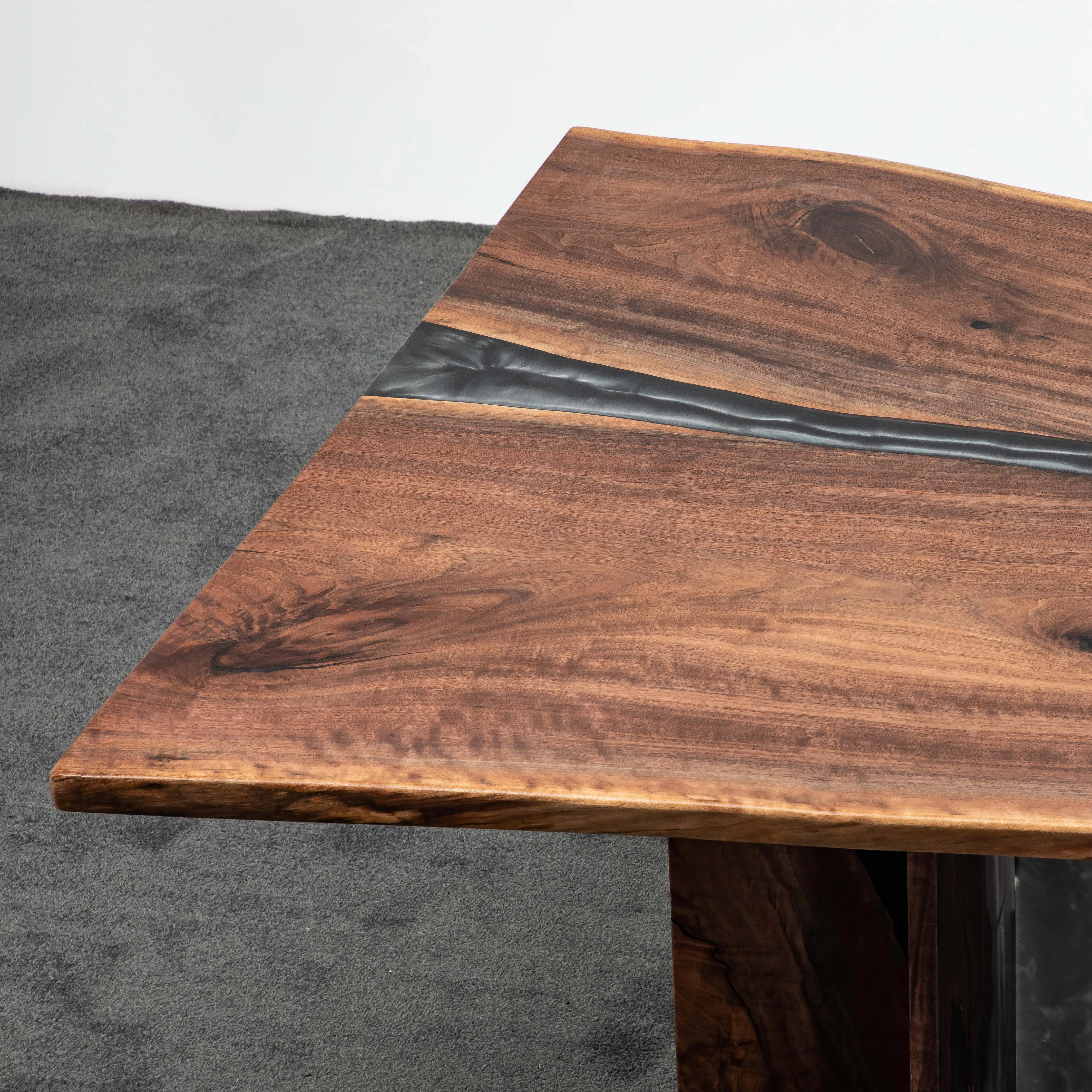 
Office and restaurant furniture solid black walnut slab table with live edge for dining room 