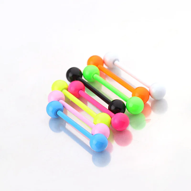 Fj 8a/set Of Neon Color Paint Stainless Steel Tongue Pin Nipple Ring Piercing Jewelry