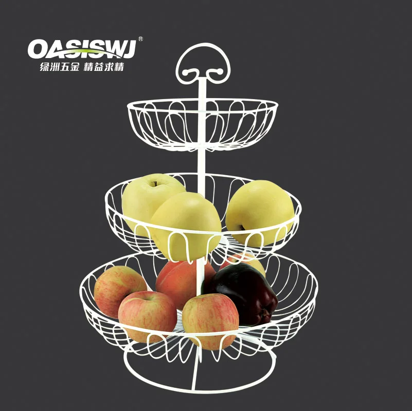 Fruit Basket 3 Tier Metal Foldable Storage Baskets Green Foldable Wire Net Hanging Basket Each Pc in a Gift Box,then 10pcs /ctn