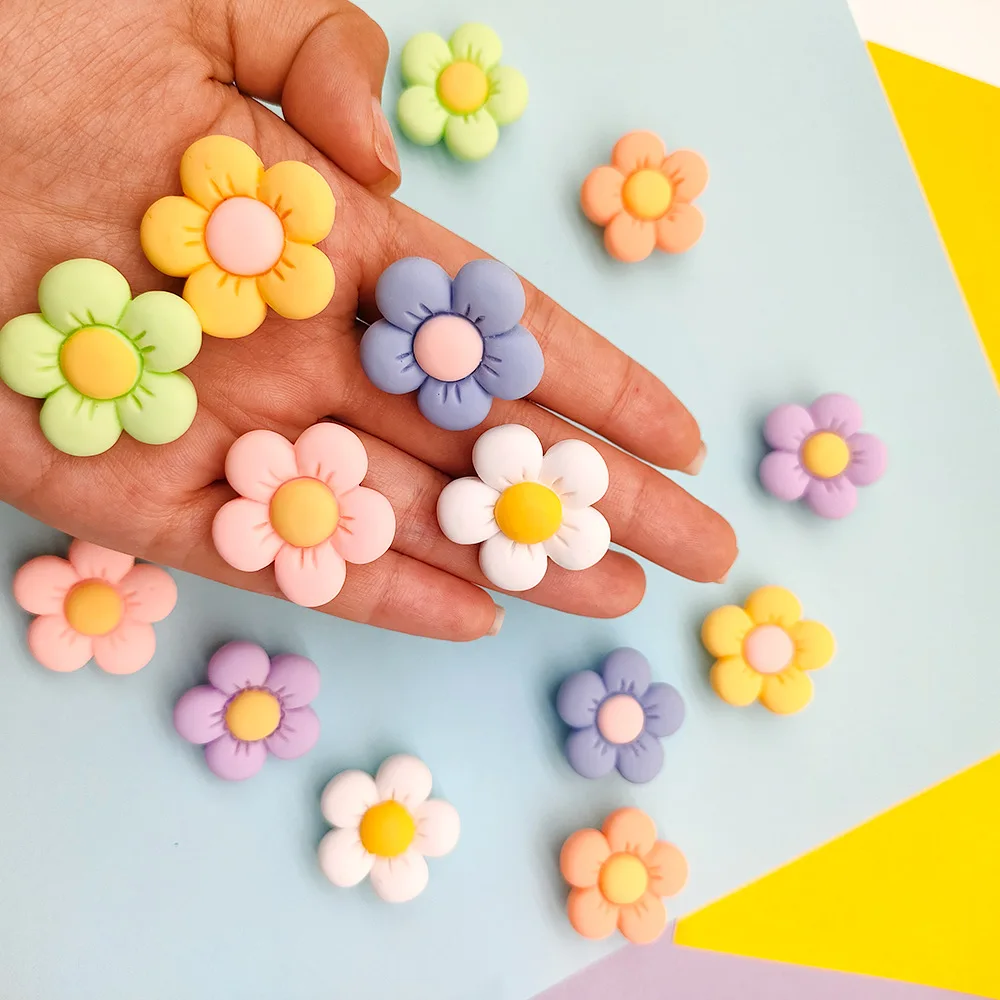3D DIY Mini resin flower smiley shoe charms custom3d colorful flower shoe decorations charms for croc wholesale