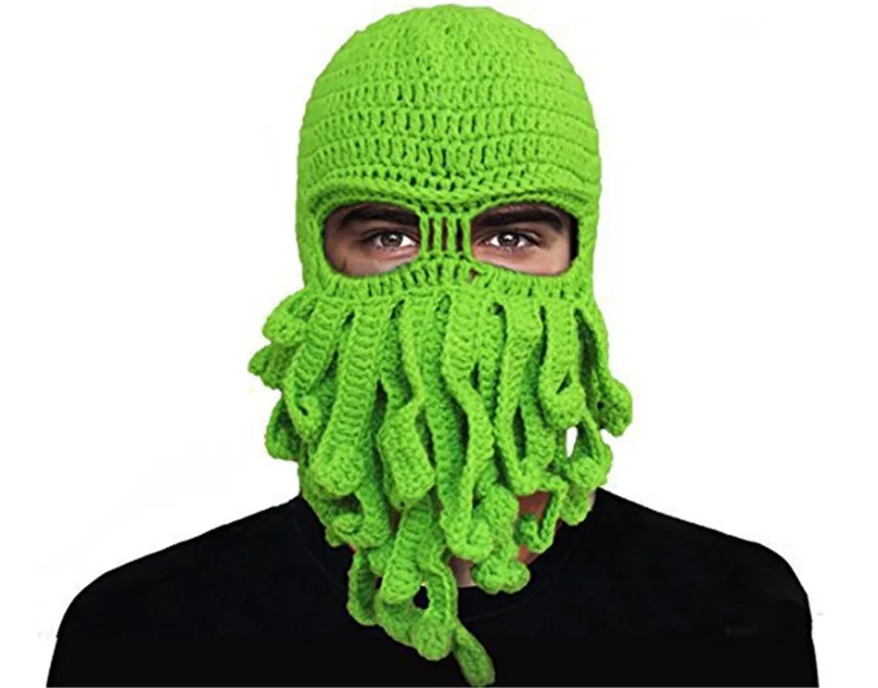 Headgear Halloween  Party Funny Cap Crochet Octopus Hat Antenna Wool Knitted Hat Designer Ski Mask