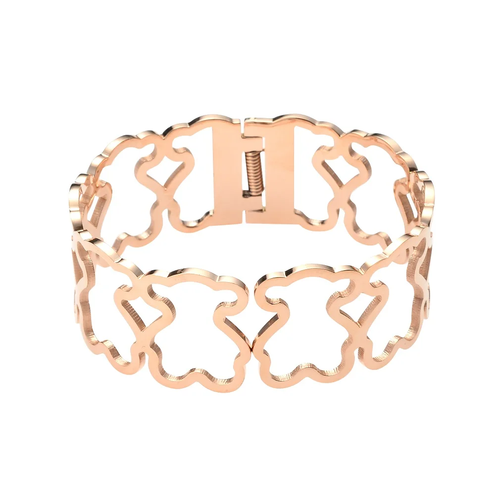 Оптовая продажа, браслет с медвежонком, ювелирный набор, 316L, нержавеющая сталь, для вечеринок, браслеты с серебряными кристаллами