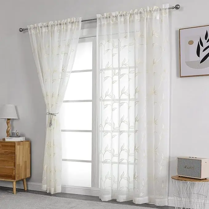 Sheer Curtain for Design The Embroidered  Luxury Windows Decor Living Tulle Fabric Modern 2024 Sheer Curtain for livingroom