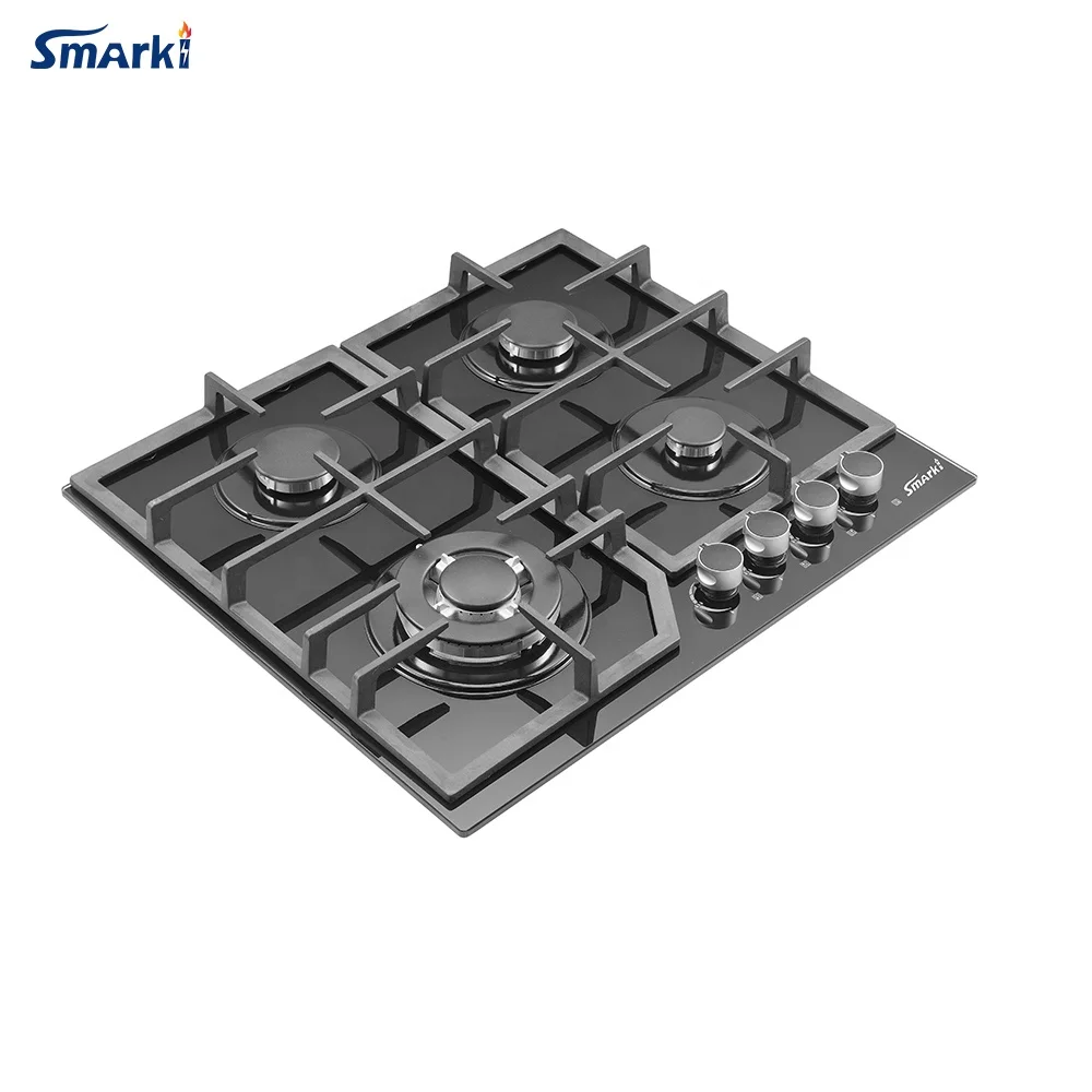 Y2024 Ceramic Glass Gas Hob 4 Burners Gas Cooktop Cast Iron Pan Support Grill Built in Gas Stove SG45914