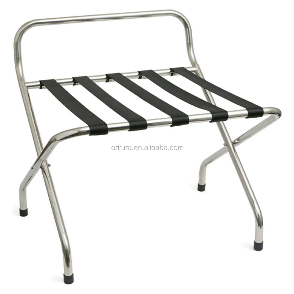 H009 Hotel supply bed room steel folding baggage stand metal chrome finish  luggage rack stand