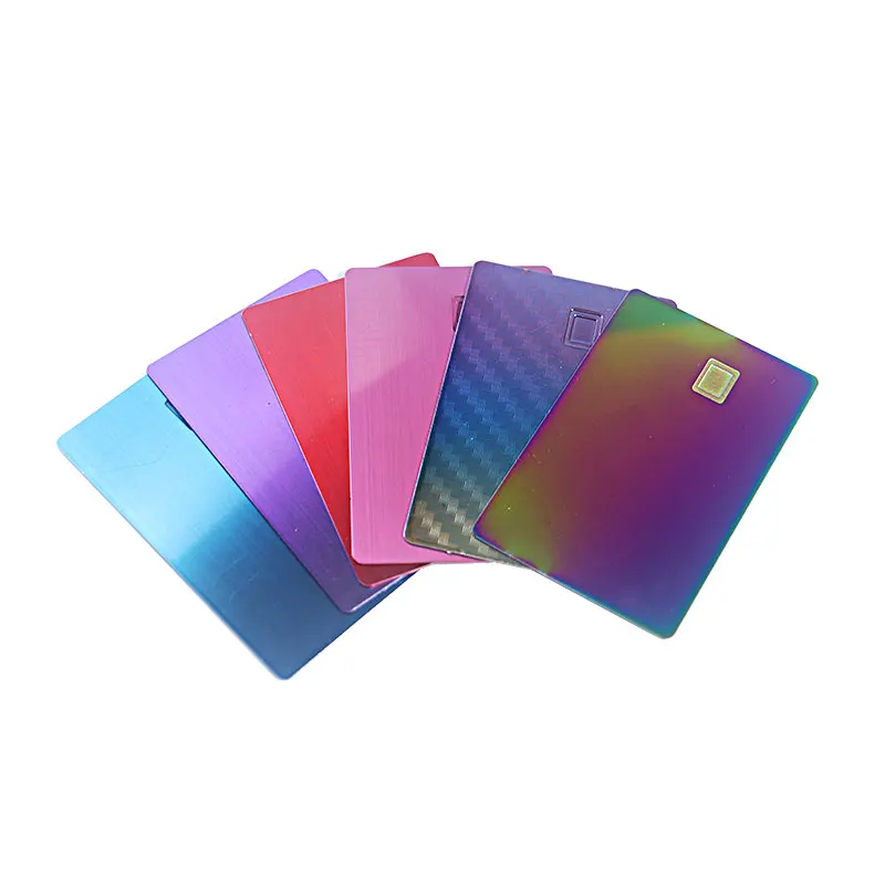 Rainbow Shiny Blank NFC Chip 4442 Stainless Steel Metal Credit Card Waterproof RFID Waterproof Electroplating Process Metal Tag