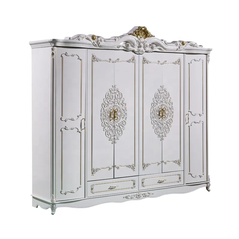 European style extra large wardrobe bedroom furniture set gold six door wardrobe room storage cabinet