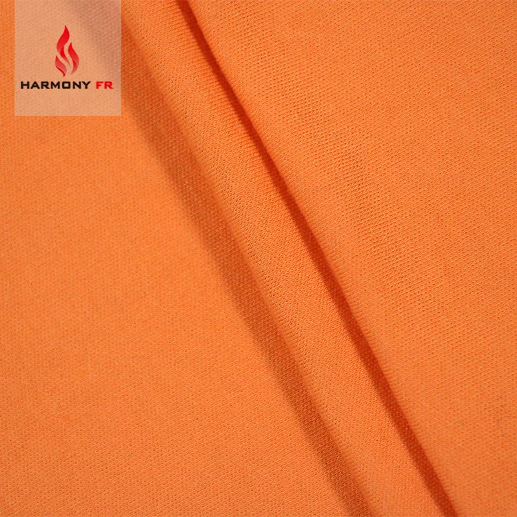 Orange Color 6.5oz Cotton Modacrylic Blended FR Fire Proof Knitted Inherently Flame Retardant Antistatic Interlock Fabric