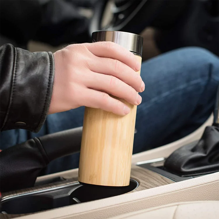 Wholesales custom BPA free bamboo thermos vacuum flask, stainless steel vacuum flask