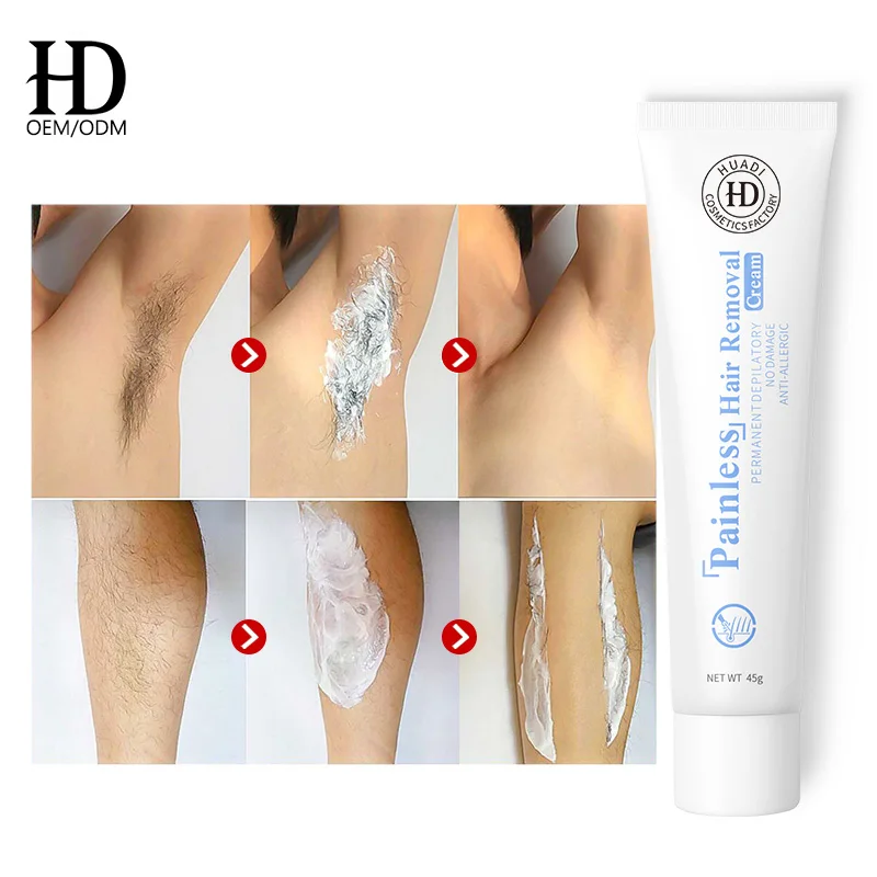 
OEM Private Label Hair Removal Cream for Men, Permanent Painless Depilatory, Used on Bikini, Underarm, Chest, Back, Legs and Arm 