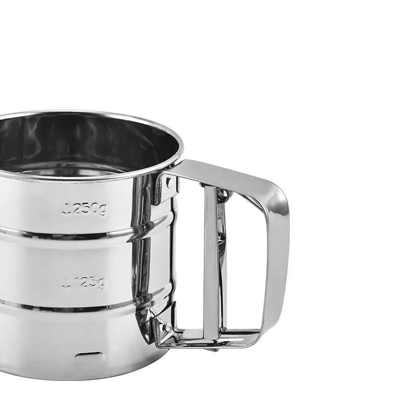 Stainless steel hand-held flour sifter Hand pressed semi-automatic filtering flour sifter Small flour sifter