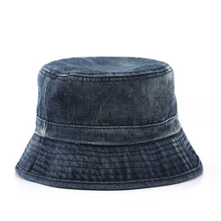 Wholesale Blank Designer Plain Blue Jean Washed Custom Denim Bucket Hat