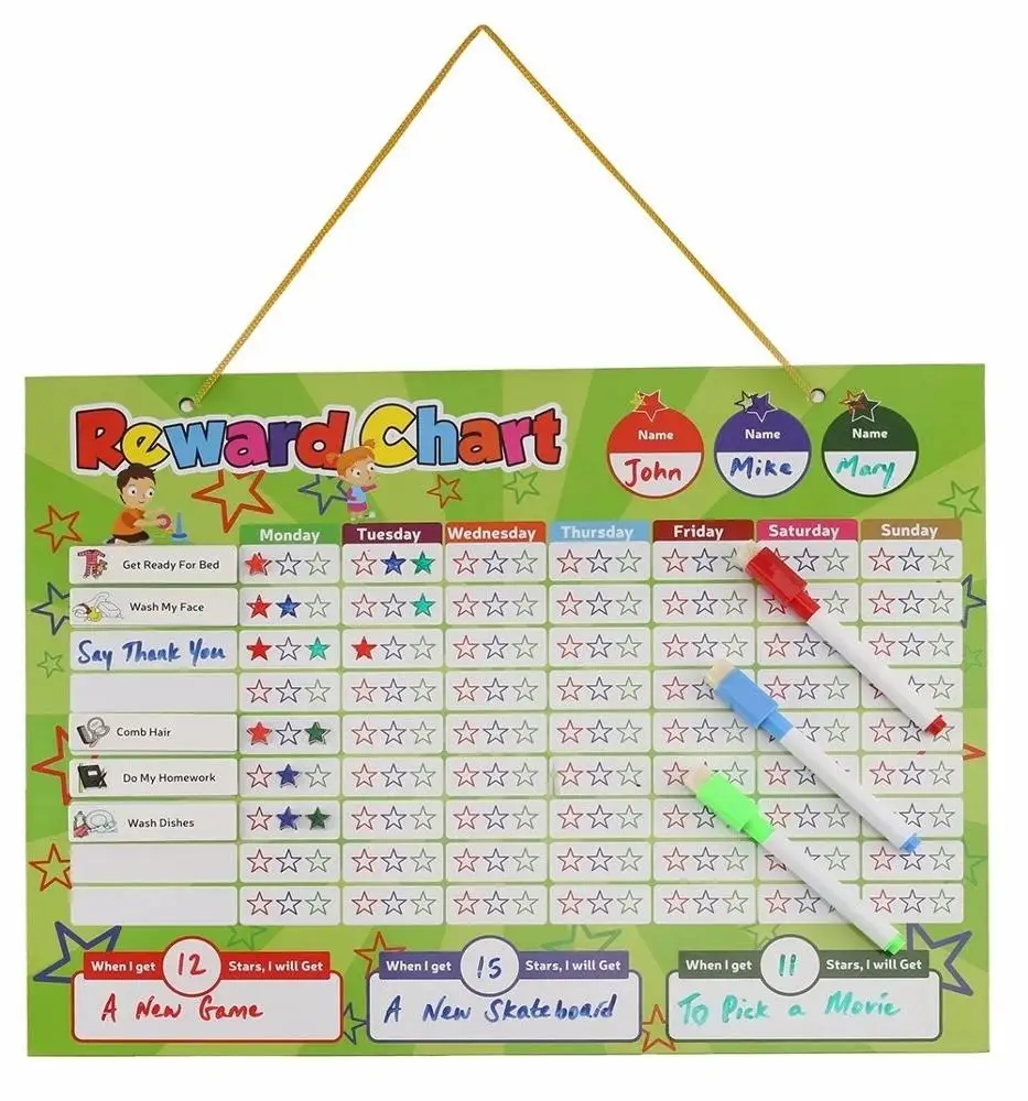 Custom Educational Wall Magnetic Chore Reward Chart for Kids and Family