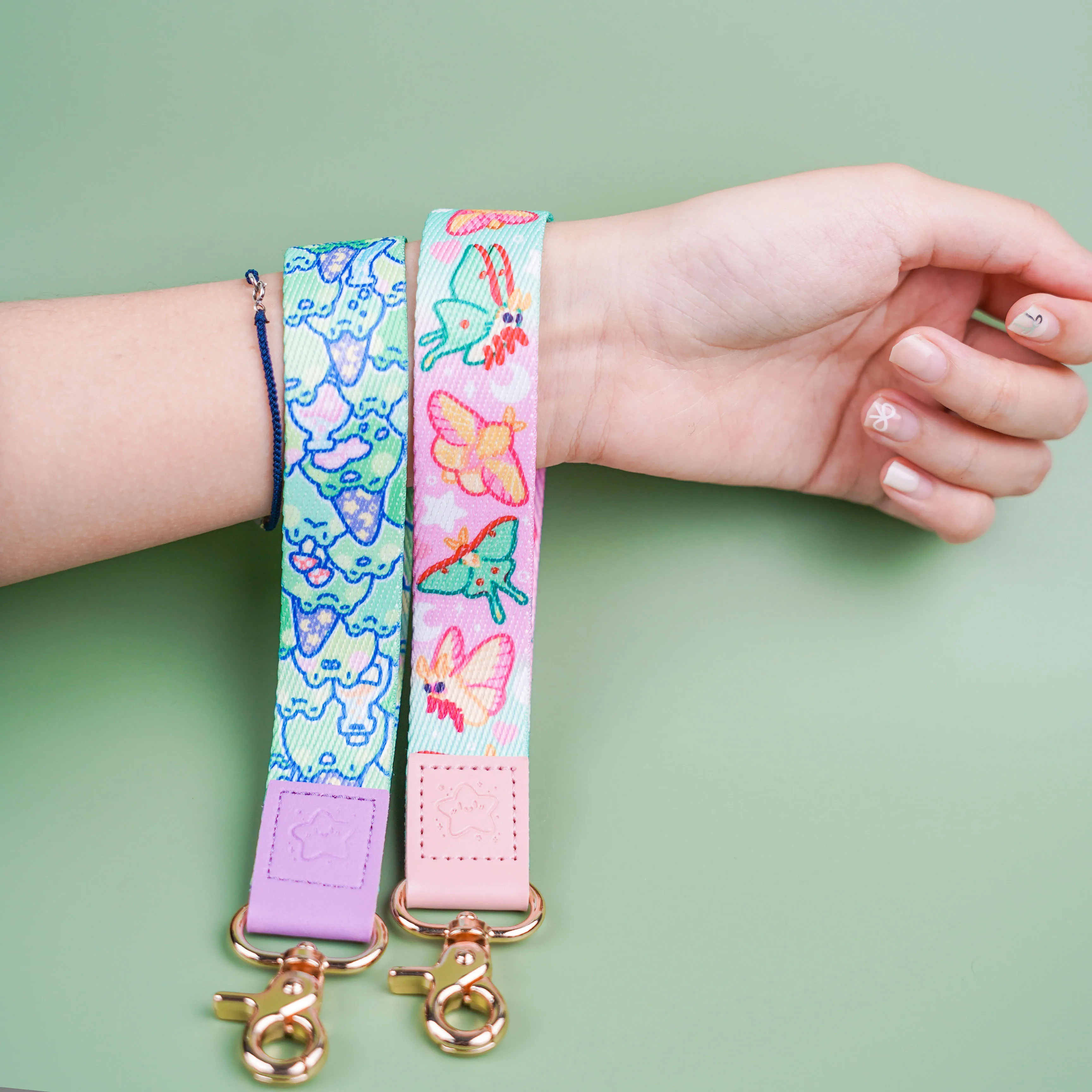 Custom Polyester Keychain Leather Lanyards Short Wrist Strap Lanyard