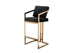 Gold Stainless Steel Bar Chair Luxury Button Tufted Bar Stool for Home Casual Cafe Furniture