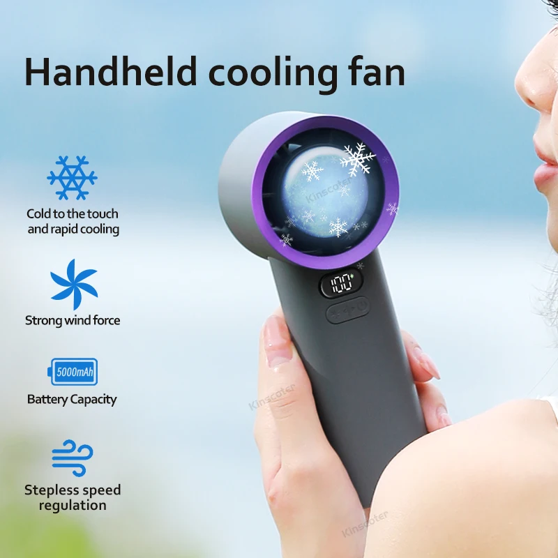 Outdoor 3600mAh Handheld Charger Fan Portable Electric Fan High Speed Rechargeable Air Circular Hand Fan