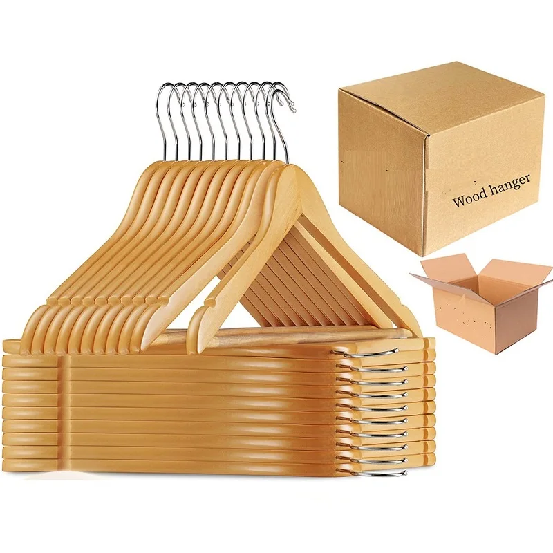 Premium Quality Solid Wood Hangers Hangers Custom Round Head Wooden Hanger For Clothing Tablecloths